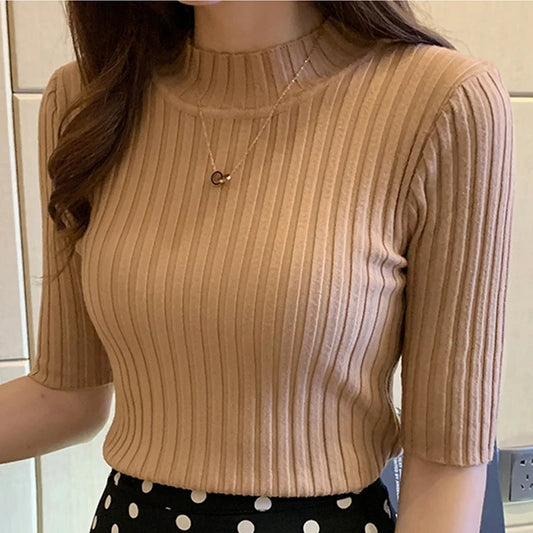 Knitted Short Sleeve Blouse for Women