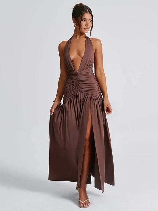 Elegant Halter Backless Maxi Dress